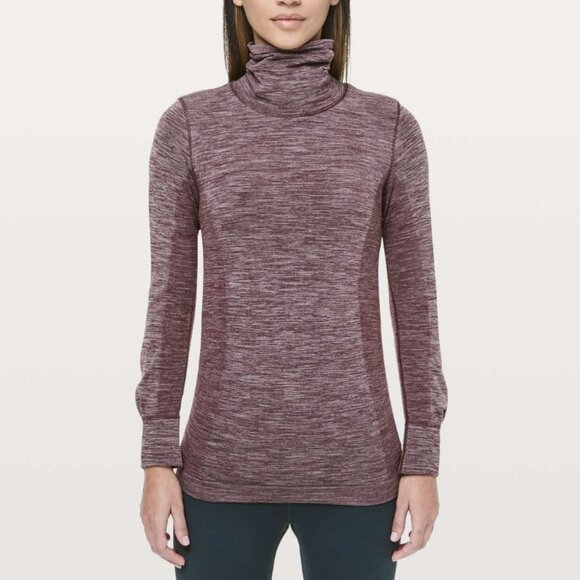 Lululemon Woolly Wonder Turtleneck Dark Adobe / White Merino Wool Long Sleeve - Picture 1 of 16